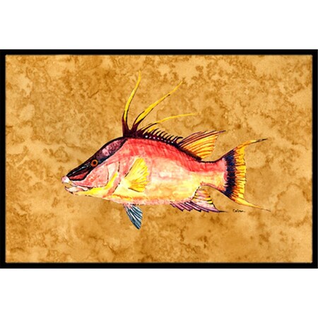 Micasa Hog Snapper On Gold Indoor & Outdoor Mat18 x 27 in. MI252612